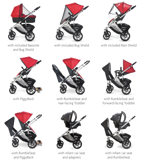 folding uppababy vista with rumble seat