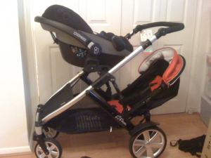 Britax B-Dual with Oyster Maxi Cosi Adaptors