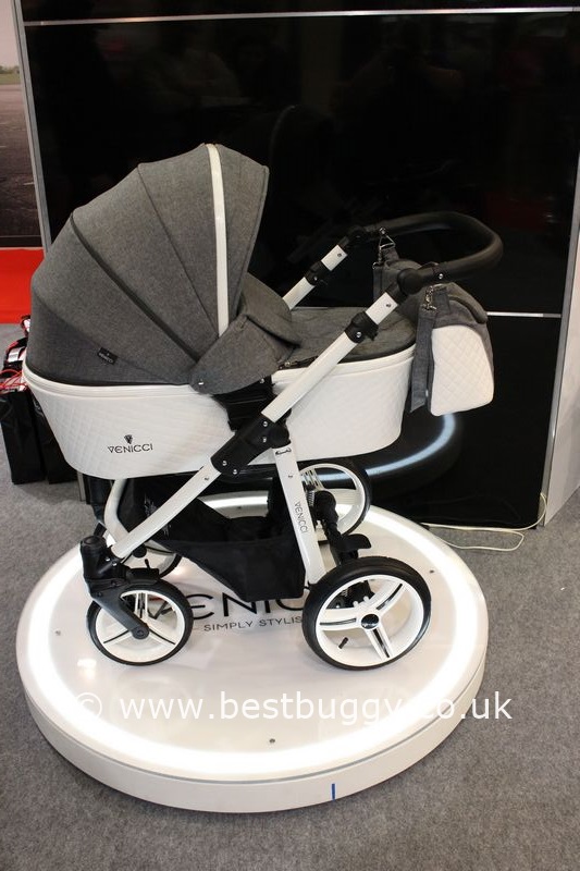 pink and white venicci pram